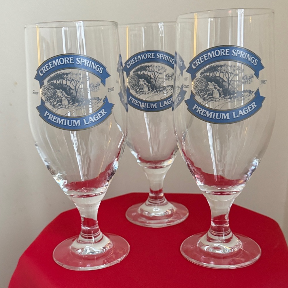 Creemore Springs Premium Lager Glasses. Vintage, collectible. X3